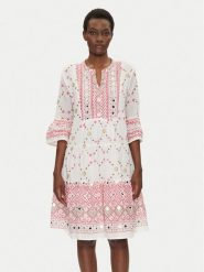 Iconique Sukienka letnia IC25-037 Biały Relaxed Fit. Białe sukienki Iconique, l, bez wzorów, z bawełny, bez kołnierzyka, bez ramiączek. Za 379.99 zł.