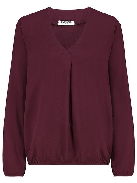 Sublevel Bluzka "Emma" w kolorze bordowym rozmiar: L. Czerwone bluzki Sublevel, l, bez wzorów, z wiskozy, klasyczne, bez kołnierzyka, bez ramiączek. Za 74.28 zł.