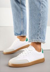 Białe Sneakersy w Stylu Tenisówek z Perforacją Reiaris. Białe buty sportowe lifestyle Born2be, bez wzorów, z jeansu, eleganckie, bez zapięcia. W wyprzedaży za 84.99 zł.