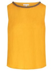 Mint & mia Lniany top w kolorze żółtym rozmiar: 38. Żółte topy mint & mia, bez wzorów, ze lnu, bez kołnierzyka, bez ramiączek. Za 96.14 zł.