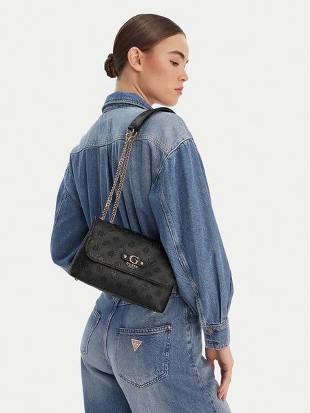 Guess Torebka Dita HWPD76 02210 Czarny. Czarne torebki klasyczne Guess, z aplikacjami, ze skóry, bez dodatków. Za 376.99 zł.