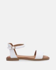KLASYCZNE BIAŁE SANDAŁY H2749 073 WHITE. Białe sandały Venezia, bez wzorów, ze skóry, klasyczne, bez obcasa, bez zapięcia. Za 259.00 zł.