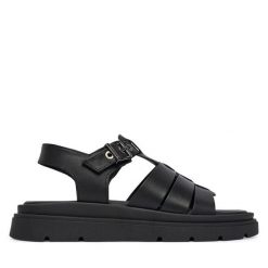 Sandały Tamaris. Czarne sandały Tamaris, bez wzorów, bez obcasa, na płaskiej podeszwie, bez zapięcia. Za 379.99 zł.