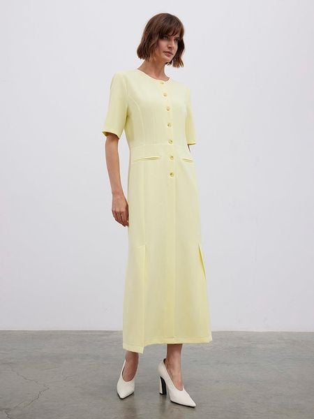 BGN Sukienka w kolorze żółtym rozmiar: 40. Żółte sukienki BGN, na imprezę, bez wzorów, bez kołnierzyka, bez ramiączek, maxi. Za 184.46 zł.