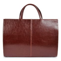 Skórzana damska aktówka DAN-A T19 koniakowa. Aktówki DAN-A, bez wzorów, ze skóry. Za 399.99 zł.