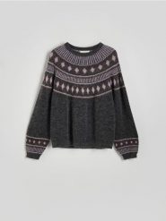 Sweter z dodatkiem moheru - wielobarwny. Swetry Reserved, l, bez wzorów, z dzianiny, bez ramiączek. W wyprzedaży za 99.99 zł.