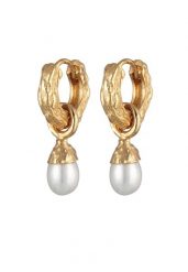 Elli PREMIUM Damski kreole organiczny wisior z perły hodowlana słodkowodna w pozłacanym srebrze próby 925 Sterling Silver Kolczyki koła 1 ct. Szare kolczyki Elli PREMIUM, z perłą, pozłacane. Za 368.99 zł.