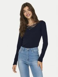 ONLY Bluzka Kira 15302894 Granatowy Slim Fit. Niebieskie bluzki ONLY, l, bez wzorów, z bawełny, bez kołnierzyka, bez ramiączek. Za 59.99 zł.