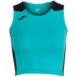 Tank top do biegania damski Joma Record II Crop top. Czarne topy Joma, m, bez wzorów, sportowe, bez kołnierzyka, bez ramiączek. Za 73.99 zł.