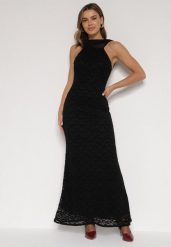 Czarna Asymetryczna Sukienka z Falbaną Nawedina. Czarne sukienki Born2be, l, bez wzorów, z poliesteru, wizytowe, z asymetrycznym kołnierzem, bez ramiączek, asymetryczne. Za 179.99 zł.