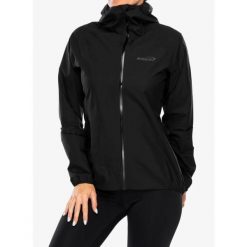 Kurtka przeciwdeszczowa damska Inov-8 Stormshell FZ V2. Czarne kurtki Inov-8, m, bez wzorów, bez kaptura. Za 629.99 zł.