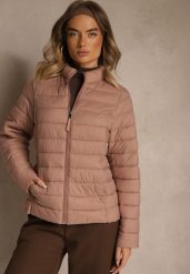 Beżowa Casualowa Kurtka Ozdobiona Pikowaniem Nelionea. Brązowe kurtki Renee, l, z aplikacjami, z jeansu, casualowe, bez kaptura. Za 89.99 zł.