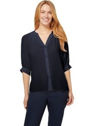 Heine Bluzka w kolorze granatowym rozmiar: 46. Niebieskie bluzki Heine, bez wzorów, z wiskozy, bez kołnierzyka, bez ramiączek. Za 74.11 zł.