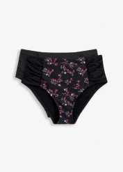 Figi bikini shape (2 pary), z poliamidu z recyklingu, silny stopień modelowania sylwetki. Czarne bikini bonprix, bez wzorów, z poliamidu, eleganckie. Za 95.98 zł.