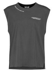 Sublevel Top w kolorze ciemnoszarym rozmiar: S. Szare topy Sublevel, s, bez wzorów, z bawełny, bez kołnierzyka, bez ramiączek. Za 43.99 zł.