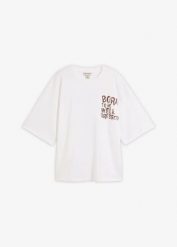 T-shirt oversize z czystej bawełny organicznej. Białe t-shirty bonprix, bez wzorów, z bawełny, bez kołnierzyka, bez ramiączek. Za 64.99 zł.
