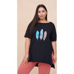Tunika Damska Tritri Plus Size Czarny. Czarne tuniki blue shadow, plus size, bez wzorów, z bawełny, bez kołnierzyka, bez ramiączek. Za 169.90 zł.
