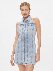 Tommy Jeans Sukienka jeansowa DW0DW17057 Błękitny Regular Fit. Niebieskie sukienki Tommy Jeans, xs, bez wzorów, z bawełny, bez kołnierzyka, bez ramiączek. Za 399.99 zł.
