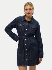 Vero Moda Sukienka jeansowa Oda 10321127 Granatowy Regular Fit. Niebieskie sukienki Vero Moda, xs, bez wzorów, z bawełny, bez kołnierzyka, bez ramiączek. Za 139.99 zł.