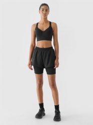 4F Spodenki treningowe 2w1 szybkoschnące damskie - szare XL. Szare szorty sportowe 4f, bez wzorów, z dzianiny, z podwyższonym stanem, do biegania. W wyprzedaży za 59.99 zł.