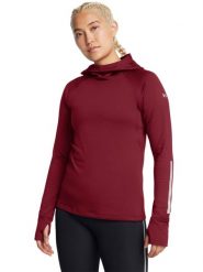 Bluza do biegania damska Under Armour UA Le Cw Balaclava Hoodie - czerwona. Czerwone bluzy Under Armour, na zimę, s, bez wzorów, z dzianiny, bez ramiączek, bez kaptura. W wyprzedaży za 199.99 zł.