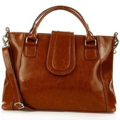 Torebka skórzana damska aktówka DAN-A T84 camel. Brązowe aktówki DAN-A, bez wzorów, ze skóry. Za 329.99 zł.