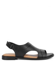 Lasocki Sandały EST-AFIONA-09 Czarny. Czarne sandały Lasocki, bez wzorów, ze skóry, bez obcasa, na płaskiej podeszwie, bez zapięcia. Za 159.99 zł.