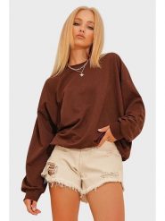 Trend Alaçatı Stili Bluza w kolorze jasnobrązowym rozmiar: XL. Brązowe bluzy Trend Alaçatı Stili, xl, bez wzorów, z bawełny, bez ramiączek, bez kaptura. Za 65.99 zł.