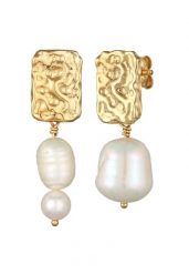 Elli PREMIUM Damskie kolczyki sztyfty Organiczny Styl Barok z perły hodowlana słodkowodna w pozłacanym srebrze próby 925 Sterling Silver Kolczyki 1 ct. Szare kolczyki Elli PREMIUM, z perłą, pozłacane. Za 188.99 zł.