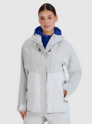 4F Kurtka trekkingowa membrana 10000 damska - szara L. Szare kurtki 4f, l, bez wzorów, z dzianiny, klasyczne, bez kaptura. W wyprzedaży za 299.99 zł.