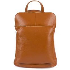 Plecak skórzany torebka 2w1 Vera Pelle S40 camelowy. Brązowe plecaki bez wzorów, ze skóry, przez ramię, duże, bez dodatków. Za 274.99 zł.