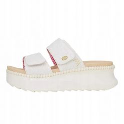HeyDude Damskie Klapki Delray Slide Eyelet. Białe klapki Hey dude, bez wzorów, z materiału, bez obcasa, bez zapięcia. Za 199.00 zł.