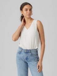 Vero Moda Top "Brit" w kolorze białym rozmiar: XS. Białe topy Vero Moda, xs, bez wzorów, bez kołnierzyka, bez ramiączek. Za 30.85 zł.