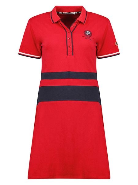 Geographical Norway Sukienka polo "Kyliane" w kolorze czerwono-granatowym rozmiar: S. Czerwone sukienki Geographical Norway, na co dzień, s, bez wzorów, bez kołnierzyka, bez ramiączek, mini, proste. Za 88.02 zł.