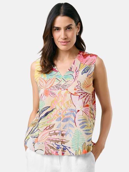 Gerry Weber Lniana bluzka ze wzorem rozmiar: 36. Bluzki Gerry Weber, bez wzorów, ze lnu, bez kołnierzyka, bez ramiączek. Za 114.17 zł.