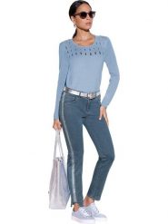 Creation L Sweter w kolorze błękitnym rozmiar: 46. Niebieskie swetry creation L, l, bez wzorów, bez ramiączek. Za 77.95 zł.