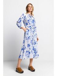 Rich & Royal Sukienka w kolorze biało-niebieskim rozmiar: 34. Białe sukienki Rich & Royal, bez wzorów, z tkaniny, bez kołnierzyka, bez ramiączek, midi, rozkloszowane. Za 272.95 zł.