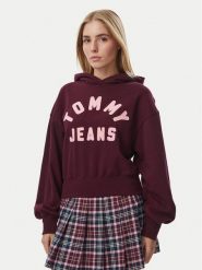 Tommy Jeans Bluza Arch DW0DW23455 Bordowy Oversize. Czerwone bluzy Tommy Jeans, m, bez wzorów, z bawełny, bez kaptura. Za 489.99 zł.
