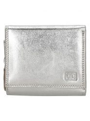 DOUBLE-D Skórzany portfel w kolorze srebrnym - 10 x 9 x 3 cm rozmiar: onesize. Szare portfele DOUBLE D, bez wzorów, z materiału. Za 43.99 zł.