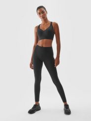 4F Legginsy treningowe z wysokim stanem damskie - czarne M. Czarne legginsy 4f, m, bez wzorów, z dzianiny, z podwyższonym stanem, na fitness i siłownię. Za 119.99 zł.