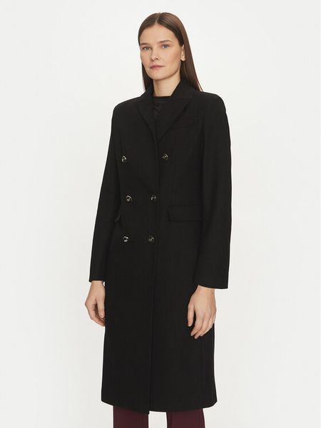 Motivi Płaszcz wełniany 0041Q200541N Czarny Slim Fit. Czarne płaszcze Motivi, na zimę, bez wzorów, z syntetyku, bez kaptura. Za 899.99 zł.