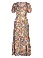 Vivance Sukienka w kolorze kremowo-niebiesko-pomarańczowym rozmiar: 40. Brązowe sukienki Vivance, bez wzorów, z wiskozy, bez kołnierzyka, bez ramiączek, maxi. Za 74.81 zł.