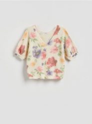 Sweter z ozdobnymi guzikami - wielobarwny. Swetry Reserved, l, bez wzorów, z dzianiny, bez ramiączek. Za 149.99 zł.