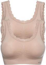 Biustonosz bezszwowy bustier z kolekcji Feel Comfort (2 szt.). Brązowe biustonosze bonprix, bez wzorów, z koronki. Za 79.99 zł.