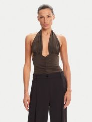 NORMA KAMALI Body Mio KK424XPLG74823 Brązowy Slim Fit. Brązowe body i gorsety Norma Kamali, bez wzorów, z syntetyku, bez ramiączek. Za 599.99 zł.