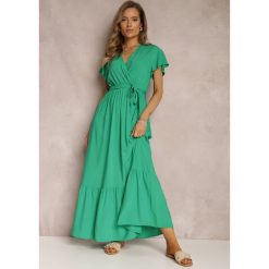 Zielona Sukienka Metia. Zielone sukienki Renee, s, bez wzorów, z materiału, bez kołnierzyka, bez ramiączek, maxi. W wyprzedaży za 63.99 zł.