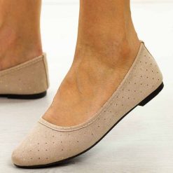 Beżowe baleriny damskie Sabatina Zh20-4. Brązowe baleriny Sabatina, bez wzorów, z zamszu, bez obcasa, na obcasie, bez zapięcia. Za 89.00 zł.