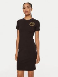 Versace Jeans Couture Sukienka codzienna 77HAOT00 Czarny Regular Fit. Czarne sukienki Versace Jeans Couture, na co dzień, s, bez wzorów, z bawełny, bez kołnierzyka, bez ramiączek, proste. Za 319.99 zł.