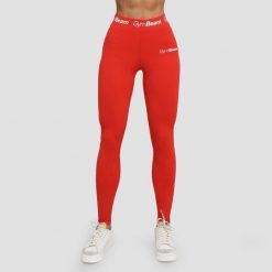 Legginsy damskie fitness z wysoką talią czerwone Simple. Czerwone legginsy sportowe GYMBEAM, m, bez wzorów, z elastanu, do biegania. Za 83.90 zł.