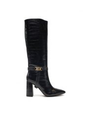 TWINSET Kozaki 242TGT040 Czarny. Czarne kozaki Twinset, bez wzorów, ze skóry, bez obcasa, na słupku, bez zapięcia. Za 1,199.00 zł.